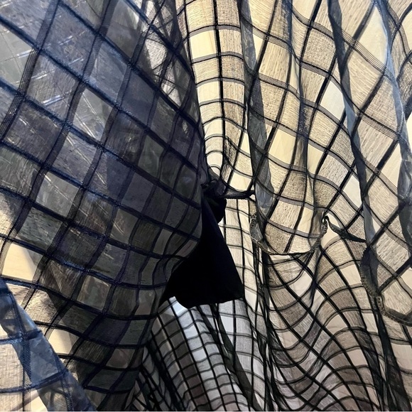 NWT Ocean Drive Black long Dress maxi sheer evening plaid Women Small elegant - Picture 5 of 11